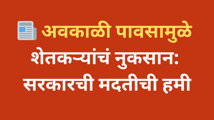  अवकाळी पावसामुळे शेतकऱ्यांचं नुकसान: सरकारची मदतीची हमी